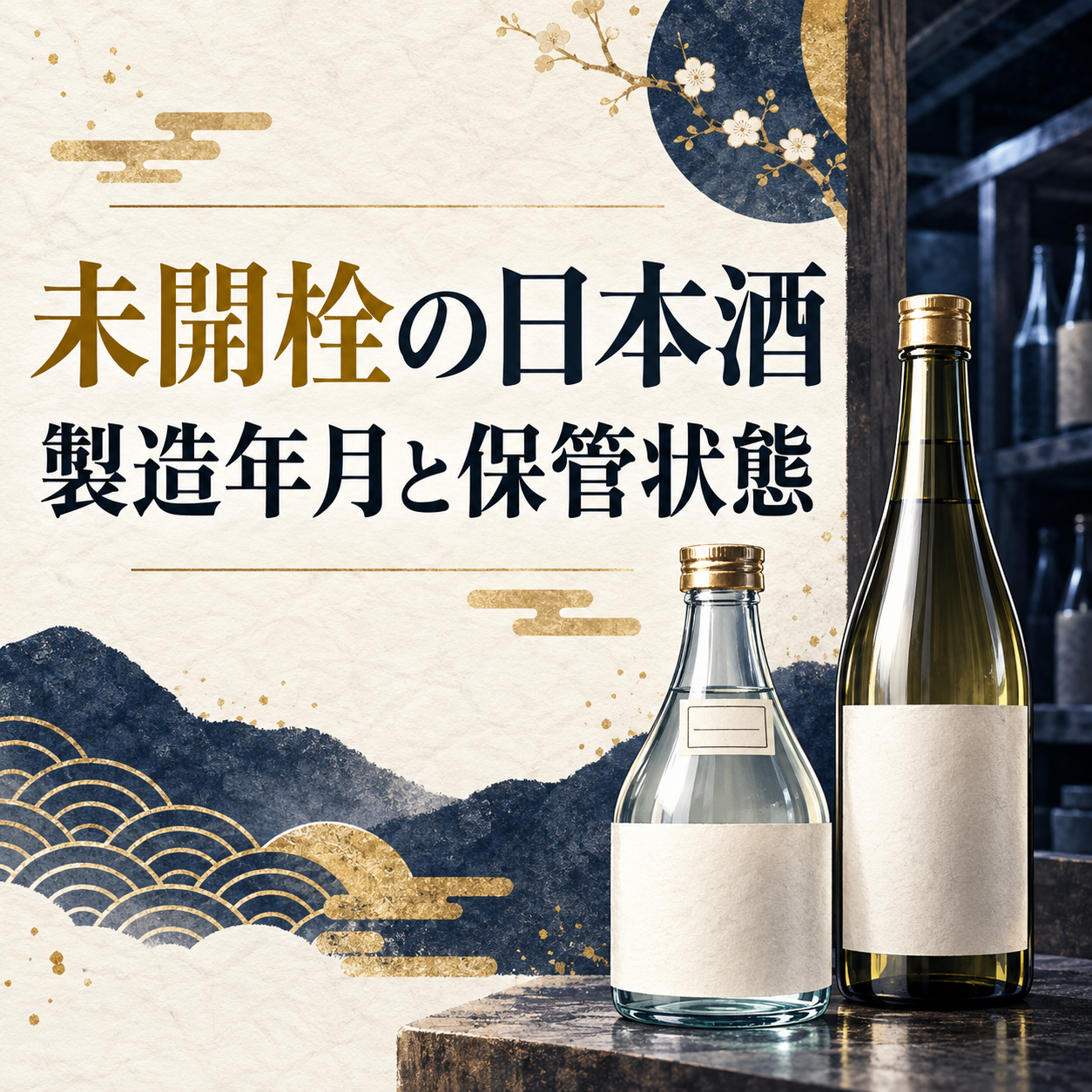 未開栓の日本酒の製造年月と保管状態を解説するアイキャッチ