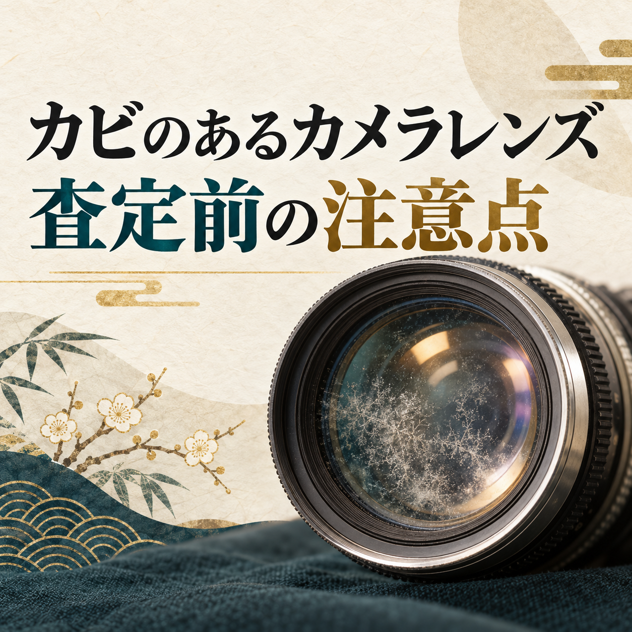 カビのあるカメラレンズの査定前の注意点を解説するアイキャッチ